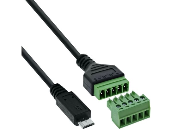 InLine Micro USB -liitin liitäntään - 5-nastainen - kaapelin kanssa (92504C)