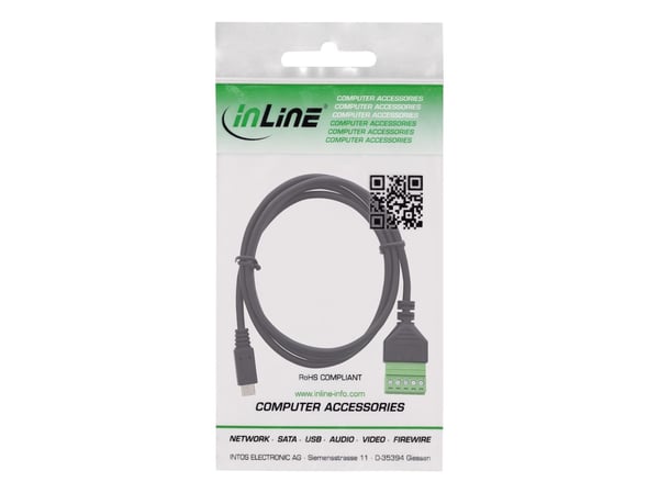 InLine Micro USB -liitin liitäntään - 5-nastainen - kaapelin kanssa (92504C)