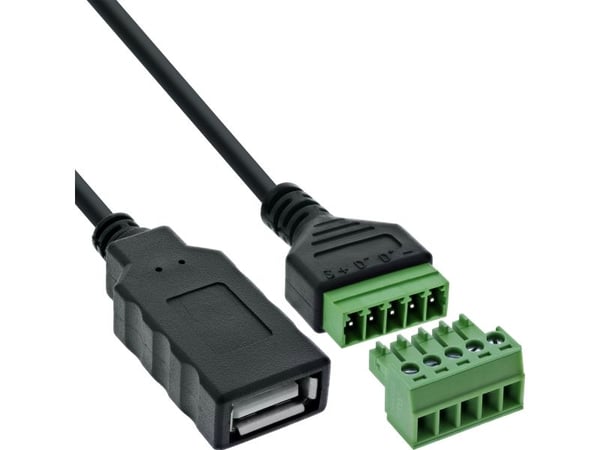 InLine USB-A-uttag till kopplingsplint - 5-polig - med kabel (92504H)