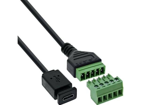 InLine Mini USB-uttag till kopplingsplint - 5-polig - med kabel (92504D)