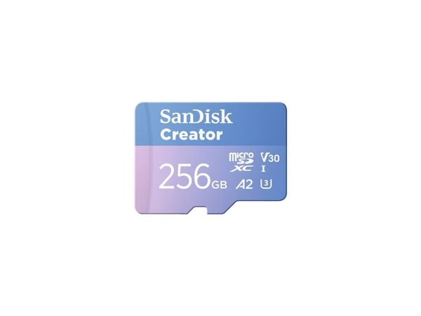 SanDisk Creator - Flashminnekort (microSDXC til SD-adapter inkludert) - 256 GB - A2 / Video Class V30 / UHS-I U3 - microSDXC UHS-I