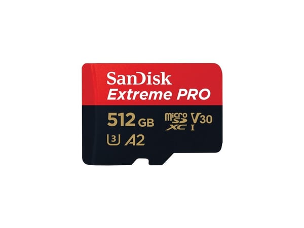 SanDisk Extreme Pro - Flashminnekort (microSDXC til SD-adapter inkludert) - 512 GB - A2 / Video Class V30 / UHS-I U3 / Class10 - microSDXC UHS-I