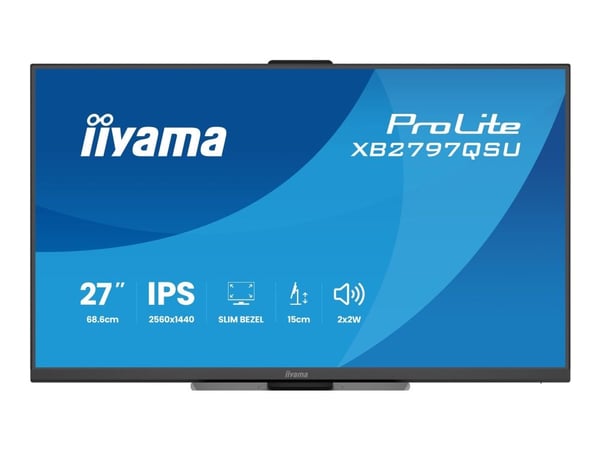 iiyama ProLite XB2797QSU-B1 - LED-skjerm - 27" - 2560 x 1440 QHD @ 75 Hz - IPS - 350 cd/m² - 1000:1 - 1 ms - 2xHDMI, DisplayPort - høyttalere - sva...