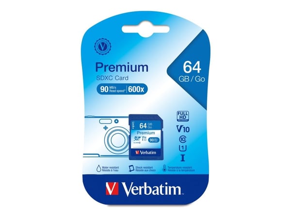 Verbatim Premium - Flashhukommelseskort - 64 GB - Klasse 10 - SDXC