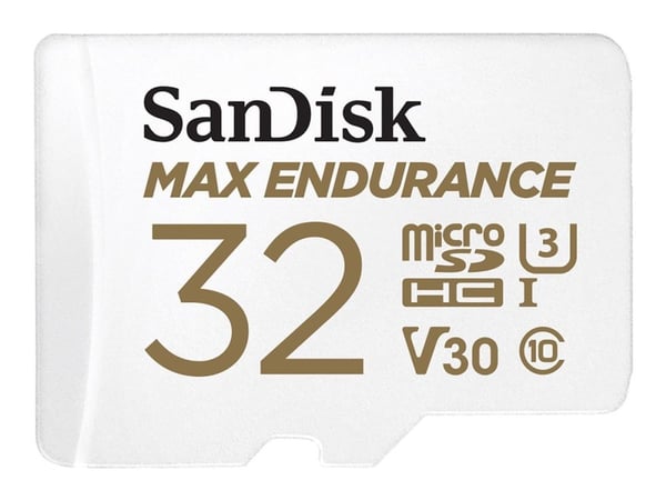 SanDisk Max Endurance - Flashminnekort (microSDHC til SD-adapter inkludert) - 32 GB - Video Class V30 / UHS-I U3 / Class10 - microSDHC UHS-I