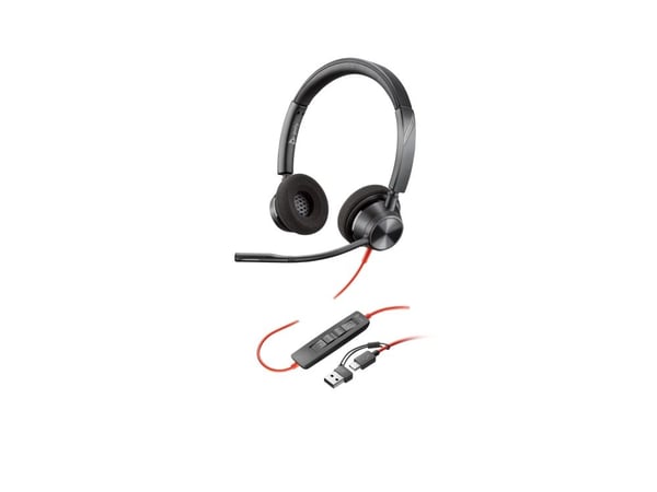 HP Poly Blackwire 3320 - Blackwire 3300 series - hodesett - on-ear - kablet - USB-C - svart - UC-sertifisert