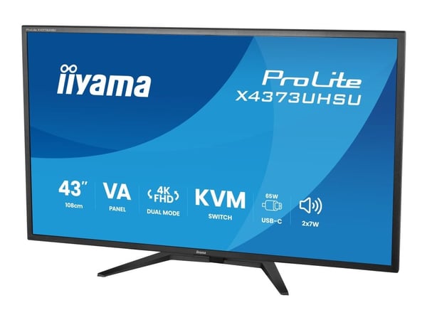 iiyama ProLite X4373UHSU-B2 - LED-skjerm - 43" (42.5" synlig) - 3840 x 2160 4K @ 60 Hz - VA - 450 cd/m² - 4000:1 - HDR10 - 3 ms - 2xHDMI, DisplayPo...