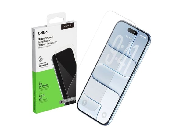 Belkin ScreenForce InvisiGlass - Skjermbeskyttelse for mobiltelefon - 2.5D - glass - blank - for Apple iPhone Air