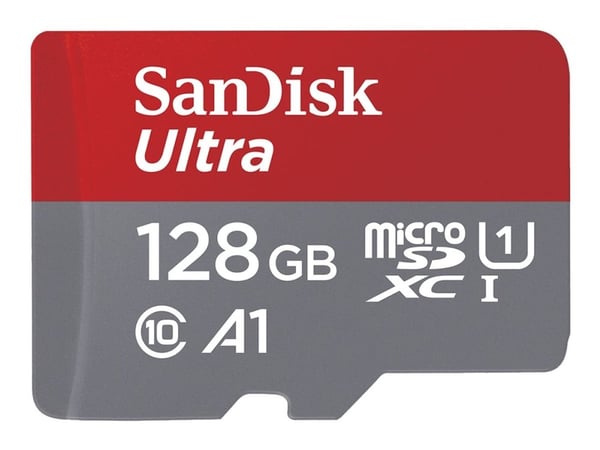 SanDisk Ultra - Flashminnekort (microSDXC til SD-adapter inkludert) - 128 GB - A1 / UHS-I U1 / Class10 - microSDXC UHS-I