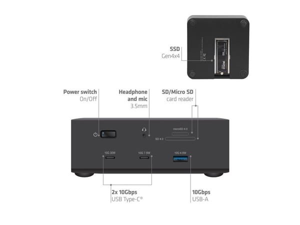 Club 3D - Dokkingstasjon - for bærbar, smarttelefon, bærbar - Thunderbolt 5 - 2 x HDMI, Thunderbolt - 1GbE - 180 watt