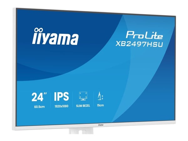 iiyama ProLite XB2497HSU-W1, 60,5 cm (23.8"), 1920 x 1080 pikseliä, Full HD, LED, 4 ms, Valkoinen