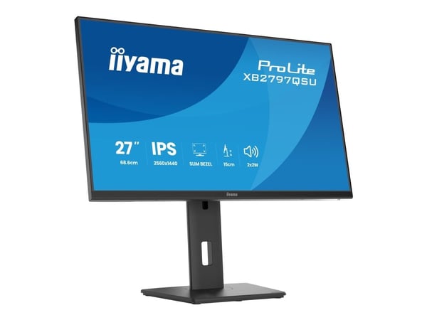 iiyama ProLite XB2797QSU-B1 - LED-skjerm - 27" - 2560 x 1440 QHD @ 75 Hz - IPS - 350 cd/m² - 1000:1 - 1 ms - 2xHDMI, DisplayPort - høyttalere - sva...