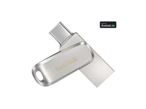 SanDisk Ultra Dual Drive Luxe - USB-flashstasjon - 2 TB - USB 3.2 Gen 1 / USB-C - sølv
