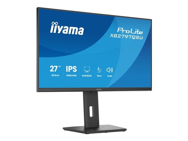 iiyama ProLite XB2797QSU-B1 - LED-skjerm - 27" - 2560 x 1440 QHD @ 75 Hz - IPS - 350 cd/m² - 1000:1 - 1 ms - 2xHDMI, DisplayPort - høyttalere - sva...