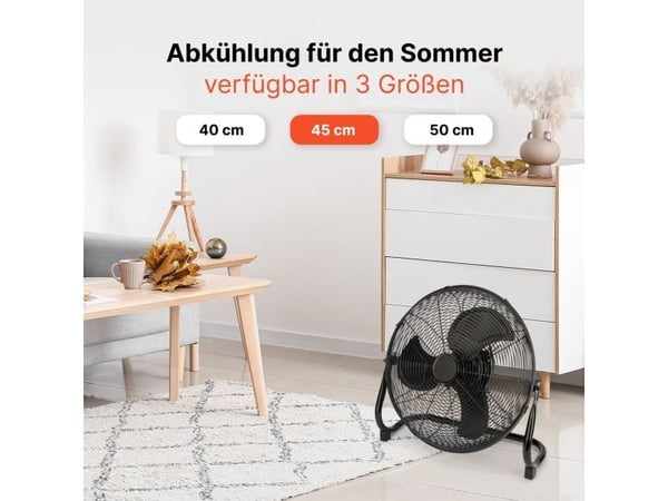 ProfiCare PC-VL 3066 WM, Husholdningsvifte, Sort, Gulv, 79 dB, 45 cm, Knapper