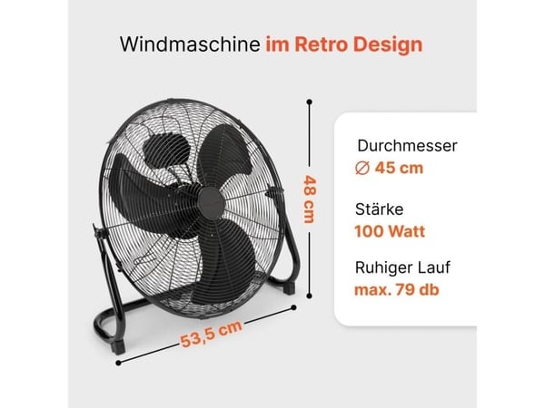 ProfiCare PC-VL 3066 WM, Husholdningsvifte, Sort, Gulv, 79 dB, 45 cm, Knapper