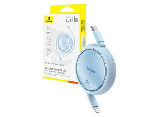 Baseus Free2Pull sisäänvedettävä USB-C / Lightning 20W kaapeli 1m - sininen