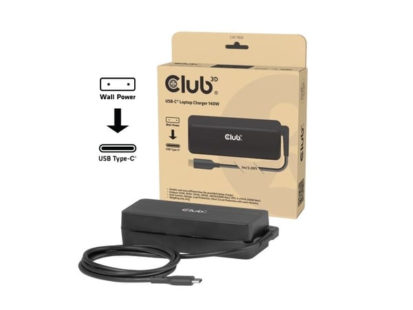Club 3D CAC-1932 - Strömadapter - 140 Watt - svart