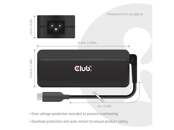Club 3D CAC-1932 - Strömadapter - 140 Watt - svart