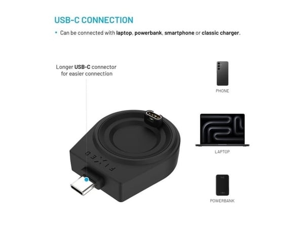 FIXED FIXDW-GA-BK, Sisätila, USB, 1 m, musta