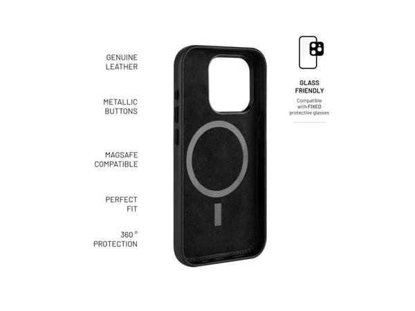 FIXED MagLeather, Suojus, Apple, iPhone 15 Pro Max, 17 cm (6.7"), musta