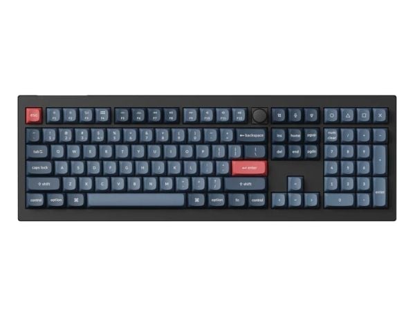 Keychron V6 Max - Tangentbord - QMK/VIA, anpassat mekaniskt - 100% - full size - med vred - bakgrundsbelyst - trådlös - Bluetooth 5.1, 2.4 GHz, USB...