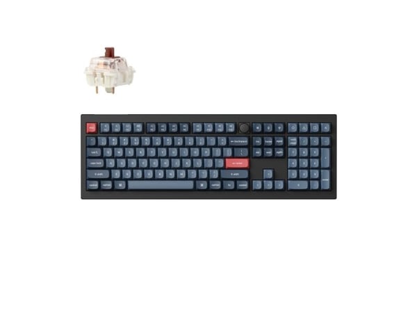 Keychron V6 Max - Tangentbord - QMK/VIA, anpassat mekaniskt - 100% - full size - med vred - bakgrundsbelyst - trådlös - Bluetooth 5.1, 2.4 GHz, USB...