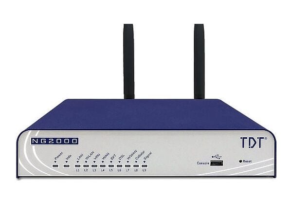 TDT NG2000-DW, Wi-Fi 5 (802.11ac), Dobbelbånd (2.4 GHz / 5 GHz), Ethernet/bredbåndsforbindelse, ADSL, Grå, Blå, Frittstående router