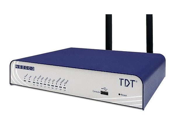 TDT NG2000-DW, Wi-Fi 5 (802.11ac), Dobbelbånd (2.4 GHz / 5 GHz), Ethernet/bredbåndsforbindelse, ADSL, Grå, Blå, Frittstående router