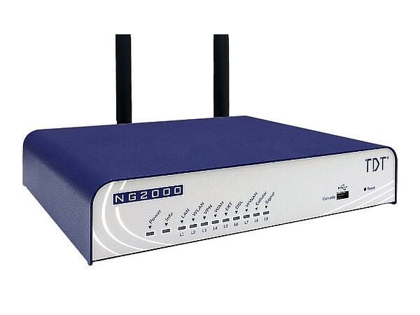 TDT NG2000-DW, Wi-Fi 5 (802.11ac), Dobbelbånd (2.4 GHz / 5 GHz), Ethernet/bredbåndsforbindelse, ADSL, Grå, Blå, Frittstående router