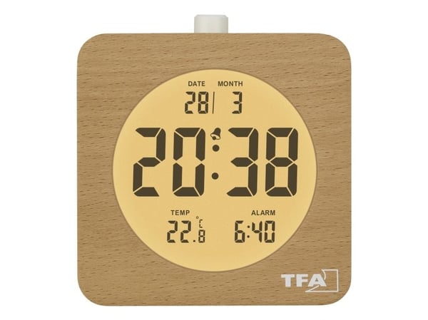 TFA-Dostmann 60.2049.05, Digital vekkerklokke, firkant, Bøk, Innendørs, Voksen/Barn, Gutt/Jente