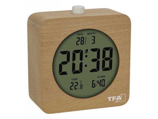 TFA-Dostmann 60.2049.05, Digital vekkerklokke, firkant, Bøk, Innendørs, Voksen/Barn, Gutt/Jente
