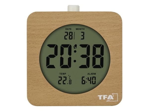 TFA-Dostmann 60.2049.05, Digital vekkerklokke, firkant, Bøk, Innendørs, Voksen/Barn, Gutt/Jente
