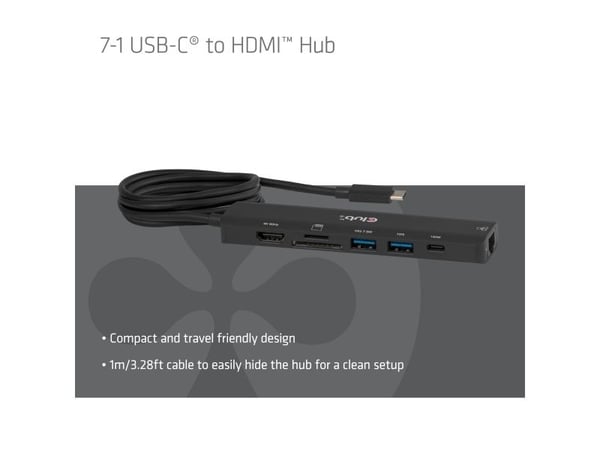 CLUB3D CSV-2555, kablet, 1000 Mbps, svart, 136 mm, 34 mm, 94,5 mm