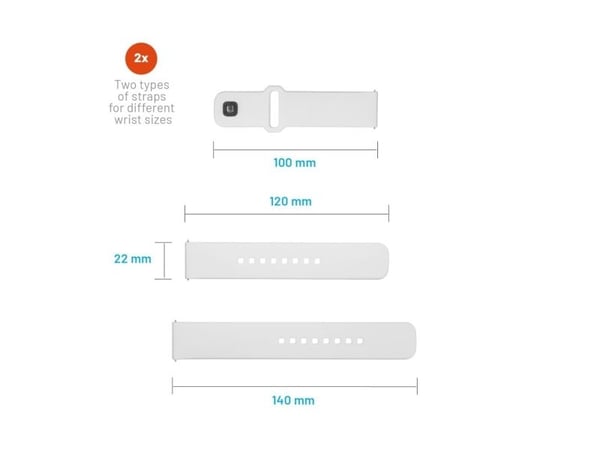 FIXED - Klokkestropp for smart armbåndsur - silicone, quick release, 22 mm - 160-235 mm - hvit
