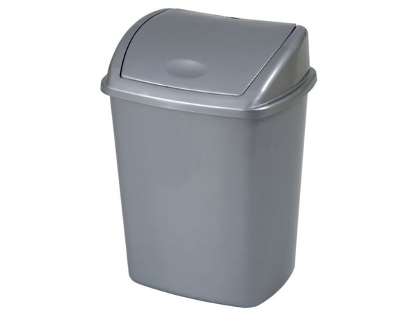 Avfallsbeholder, V-Part, grå, plast, 26 l, med svinglokk, klargjort for veggmontering