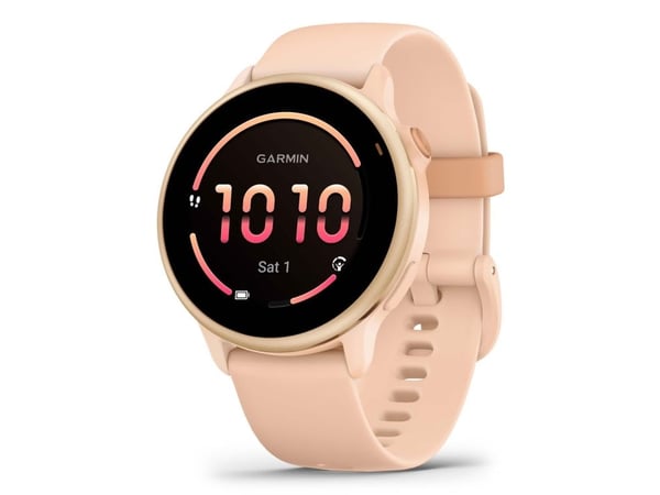 Garmin vívoactive 6 - 42 mm - metallisk rosa morgen - smartklokke med bånd - silikon - rosa daggry - håndleddstørrelse: 125-190 mm - display 1.2" -...