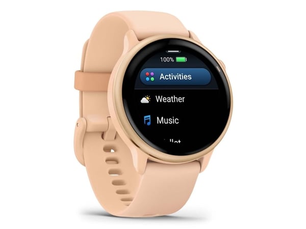 Garmin vívoactive 6 - 42 mm - metallisk rosa morgen - smartklokke med bånd - silikon - rosa daggry - håndleddstørrelse: 125-190 mm - display 1.2" -...