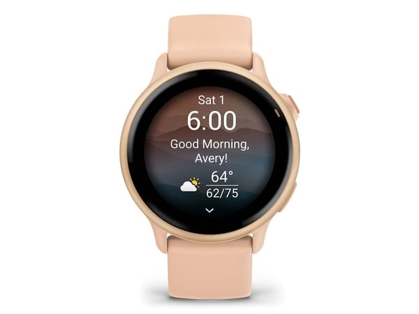 Garmin vívoactive 6 - 42 mm - metallisk rosa morgen - smartklokke med bånd - silikon - rosa daggry - håndleddstørrelse: 125-190 mm - display 1.2" -...
