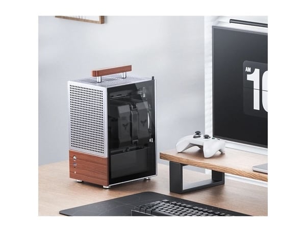 Jonsbo T6, Midi Tower, PC, Tre, Sølv, ITX, Stål, Glass, Aluminium, Spilling