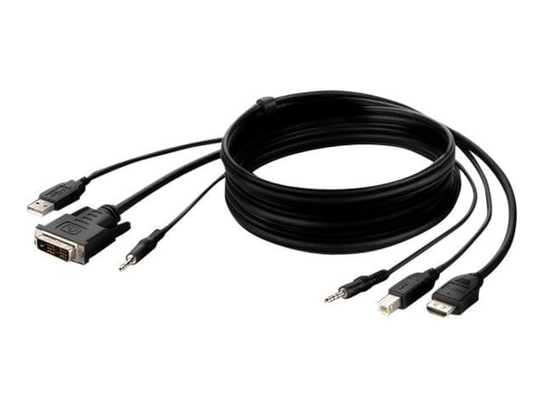 Belkin Secure KVM Combo Cable - Video- / USB / audio-kabel - TAA-samsvar - USB, minijakk, DVI-D (hann) til USB-type B, minijakk, HDMI (hann) - 1.83...