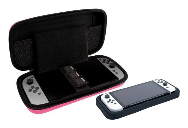 NACON SWITCHNEWPOUCHLPINK, Hardplast, Nintendo, Rosa, Nintendo Switch 2, Nintendo Switch Lite, Nintendo Switch OLED, Ripebestandig, Glidelås