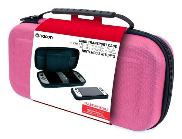 NACON SWITCHNEWPOUCHLPINK, Hardplast, Nintendo, Rosa, Nintendo Switch 2, Nintendo Switch Lite, Nintendo Switch OLED, Ripebestandig, Glidelås