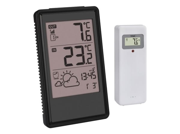 TFA-Dostmann 35.1170.01, Hvit, Inne Termometer, Utendørs Barometer, Termometer, Plast, 9,9 - 50 °C, 15 - 122 °F
