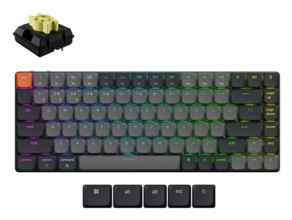 Keychron K3X-B4, Kabel & Trådlös, USB + Bluetooth, Mekaniska tangentbrytare, QWERTY, RGB LED, Grå