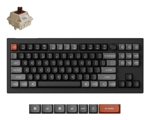 Keychron V3 Ultra 8K, Ledning & Trådløs, Bluetooth, Mekanisk nøkkelbryter, QWERTY, RGB LED, Svart