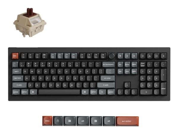 Keychron V6 Ultra 8K, Ledning & Trådløs, Bluetooth, Mekanisk nøkkelbryter, QWERTY, RGB LED, Svart