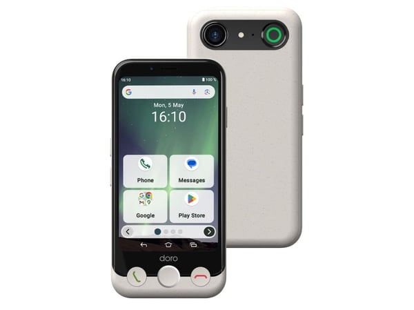 Doro Aurora A10, 11,4 cm (4.5"), 4 GB, 64 GB, 13 MP, Android 14, musta, Valkoinen