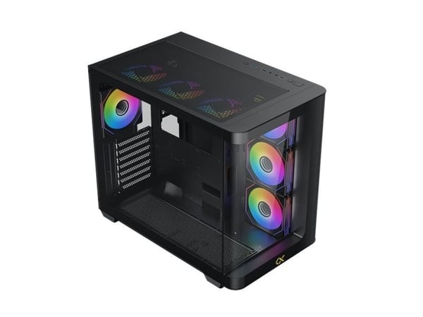 Xigmatek 90020, PC, musta, EATX, ATX, mikro ATX, Mini-ITX, Terästä, Karkaistu lasi, Multi, 16 cm