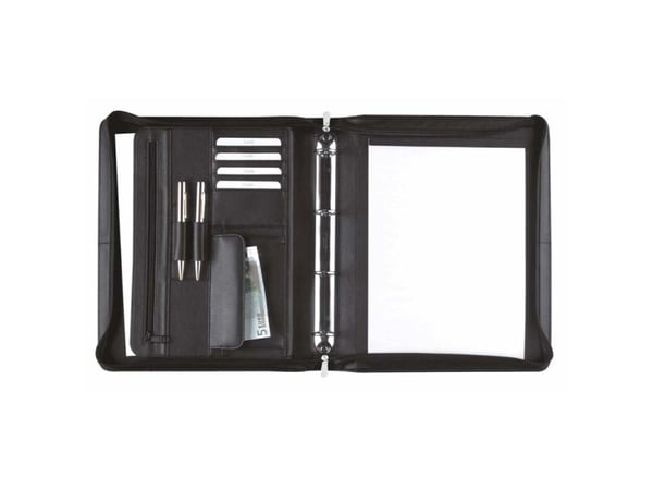 Dokumentmappe, Staedtler Eurostyle sort, 210x297mm, antal ringe: 4, Oxhide